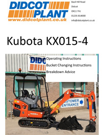Kubota KX015 Excavator Operating Instructions