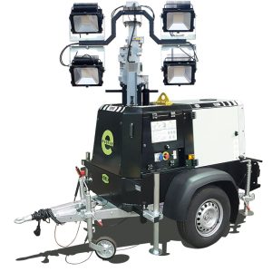 Photo of a SMC TL90 Mobile Lighting Tower complete with diesel engine.
